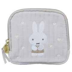 Japan Miffy Mini Flat Pouch - Miffy and the Angel / Grey