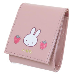 Japan Miffy Lip Pouch with Mirror - Miffy / Strawberry Pink