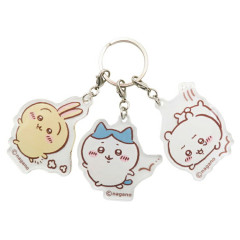 Japan Chiikawa Acrylic Keychain 3 Charm - Chiikawa & Hachiware & Usagi