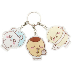 Japan Chiikawa Acrylic Keychain 3 Charm - Kurimanju & Momonga & Rakko