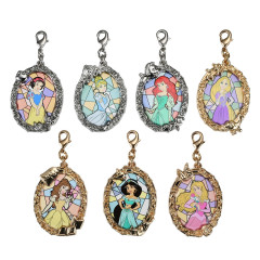 Japan Disney Secret Tiny Metal Charm - Princess Stained Glass Style / Blind Box