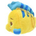 Japan Disney Store Fluffy Plush Keychain - The Little Mermaid Flounder / Uruuru Tears - 6