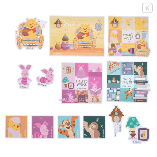 Japan Disney Store Die-cut Sticker Collection With Case - Piglet & Pooh & Tigger / Pooh's House - 6