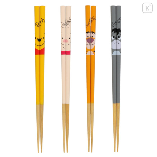 Japan Tokyo Disney Resort Bamboo Chopsticks Set 23cm - Pooh & Friends - 1