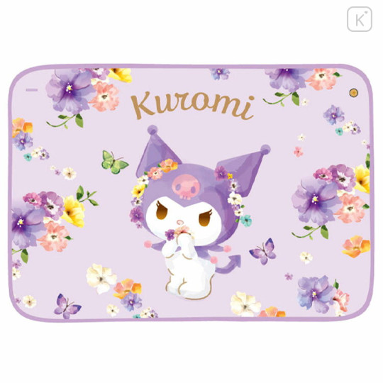 Japan Sanrio Fluffy Blanket - Kuromi / Purple Flora - 1