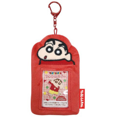 Japan Crayon Shin-chan Photo Holder Card Case Keychain - Fluffy Red I See / Enjoy Idol