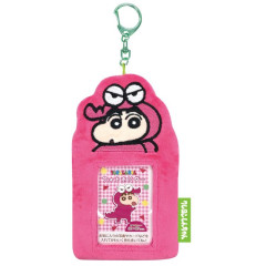 Japan Crayon Shin-chan Photo Holder Card Case Keychain - Fluffy Pink Choco / Enjoy Idol