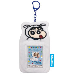 Japan Crayon Shin-chan Photo Holder Card Case Keychain - Fluffy White Shiro / Enjoy Idol