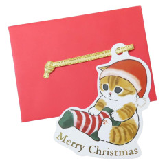 Japan Mofusand Mini Greeting Card - Ornament Cat / Merry Christmas Nyan Sock