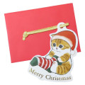 Japan Mofusand Mini Greeting Card - Ornament Cat / Merry Christmas Nyan Sock - 1