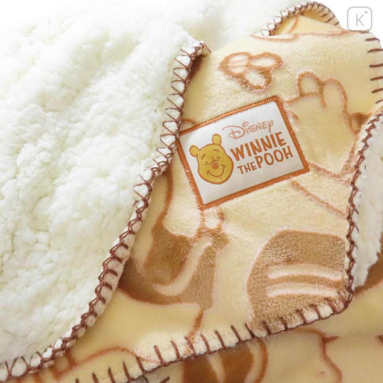 Japan Disney Sheep Boa Blanket - Pooh / Light Brown - 2