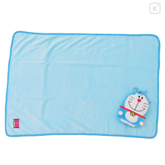 Japan Doraemon Lap Blanket with Mascot Drawstring - Doraemon - 1