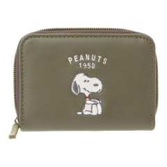 Japan Peanuts Mini Wallet - Snoopy / Retro Beagle Deep Green