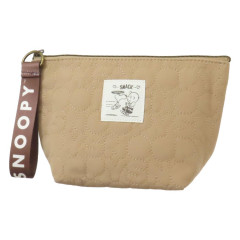 Japan Peanuts Boat-Shaped Pouch - Snoopy / Smack Love Light Brown