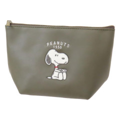 Japan Peanuts Boat-Shaped Pouch - Snoopy / Retro Beagle Deep Green