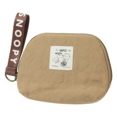 Japan Peanuts Mini Pouch & Tissue Case - Snoopy / Smack Love Light Brown