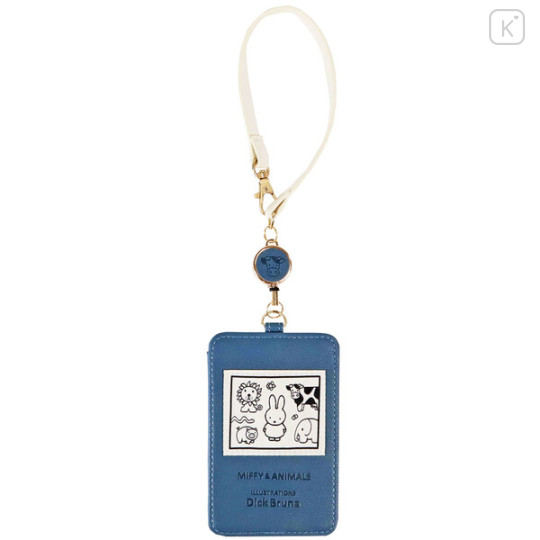 Japan Miffy Pass Case Card Holder & Reel - Miffy : Animal Blue - 1