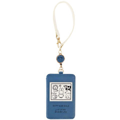 Japan Miffy Pass Case Card Holder With Reel - Miffy / Animal Blue