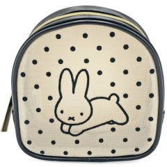 Japan Miffy Round Mesh Pouch - Miffy / Beige Black Gold