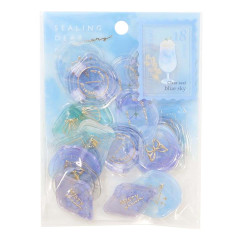 Japan Sealing Dear Clear Gel Wax Seal Sticker - Blue Sky & Gold Foil