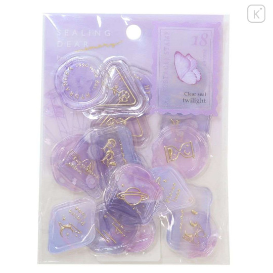 Japan Sealing Dear Clear Gel Wax Seal Sticker - Twilight Purple & Gold Foil - 1