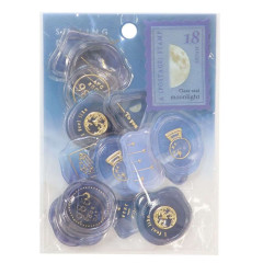 Japan Sealing Dear Clear Gel Wax Seal Sticker - Moonlight Navy & Gold Foil