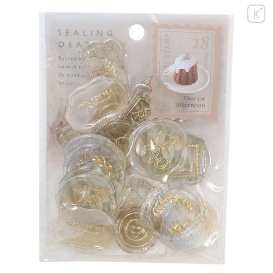 Japan Sealing Dear Clear Gel Wax Seal Sticker - Afternoon Beige & Gold Foil - 1