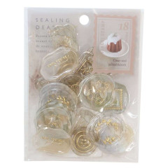 Japan Sealing Dear Clear Gel Wax Seal Sticker - Afternoon Beige & Gold Foil