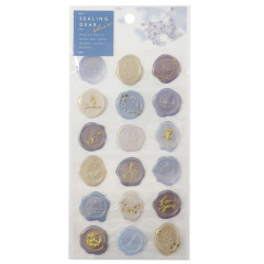 Japan Sealing Dear Clear Pastel Wax Seal Sticker - Blue & Gold Foil