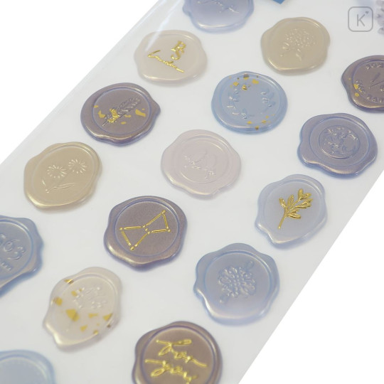 Japan Sealing Dear Clear Pastel Wax Seal Sticker - Blue & Gold Foil - 2