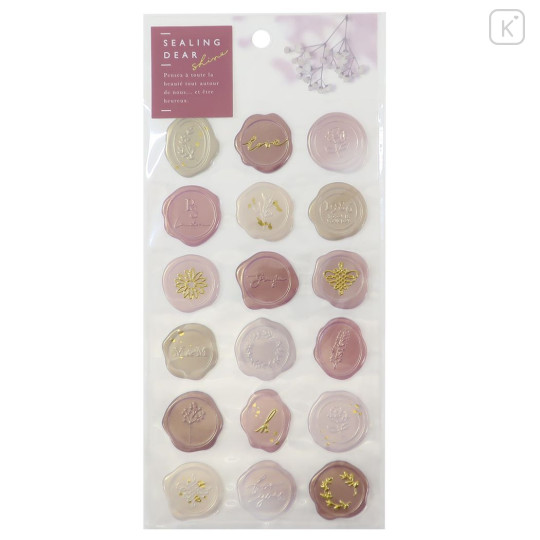 Japan Sealing Dear Clear Pastel Wax Seal Sticker - Pink & Gold Foil - 1