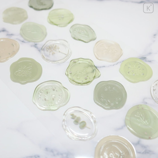 Japan Sealing Dear Clear Wax Seal Sticker - Green - 2