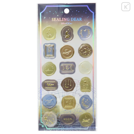 Japan Sealing Dear Stella Pastel Wax Seal Sticker - Blue Yellow & Gold Foil - 1