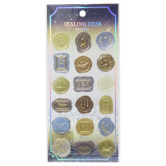 Japan Sealing Dear Stella Pastel Wax Seal Sticker - Blue Yellow & Gold Foil