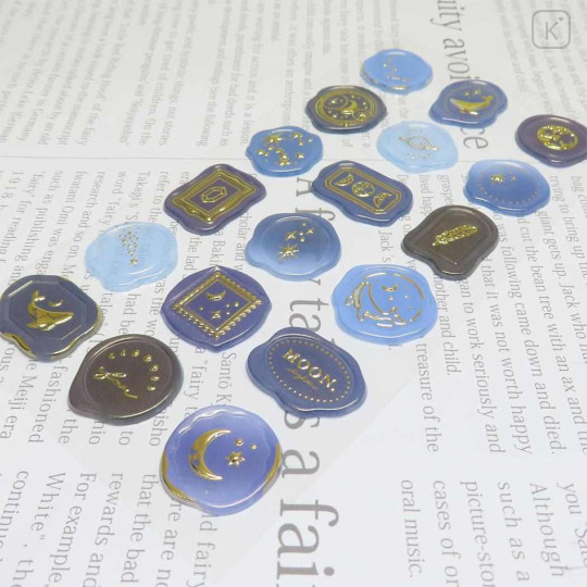 Japan Sealing Dear Stella Pastel Wax Seal Sticker - Blue & Gold Foil - 2