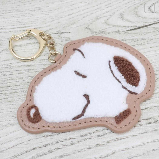 Japan Peanuts Sagara Embroidery Keychain - Snoopy / Relax Face Light Brown - 3