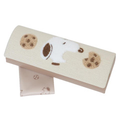 Japan Peanuts Glasses Case - Snoopy / Embroidery Cookie Beige