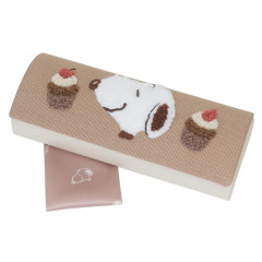 Japan Peanuts Glasses Case - Snoopy / Embroidery Cupcake Light Brown