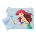 Japan Disney Flat Pouch Set - Ariel : Watercolor Drawing Blue - 1