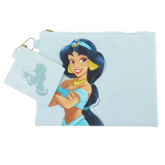 Japan Disney Flat Pouch Set - Jasmine : Watercolor Drawing Blue