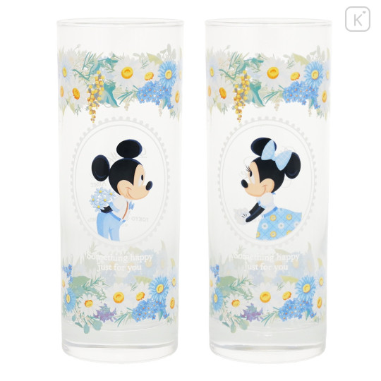 Japan Tokyo Disney Resort Glass Tumbler Set - Mickey Mouse & Minnie Mouse : Blue Ever After - 1