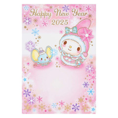 Japan Sanrio Postcard - My Melody / Pink Snow Gold Foil Happy New Year Greeting Card 2025