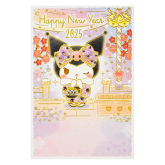 Japan Sanrio Postcard - Kuromi / Kimono Gold Foil Happy New Year Greeting Card 2025