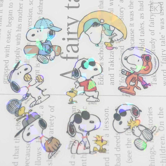 Japan Peanuts Aurora Hologram Clear Sticker Pack - Snoopy / Joe Cool - 3