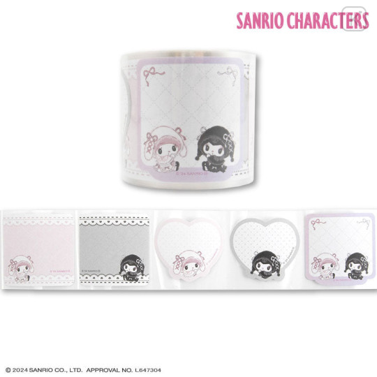 Japan Sanrio Masking Roll Sticker - Kuromi & My Melody / Moonlit Melokuro Midnight - 2