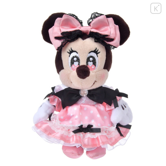 Japan Disney Store Plush Mascot Keychain - Minnie Mouse / Doll Style Heart Eyes - 1