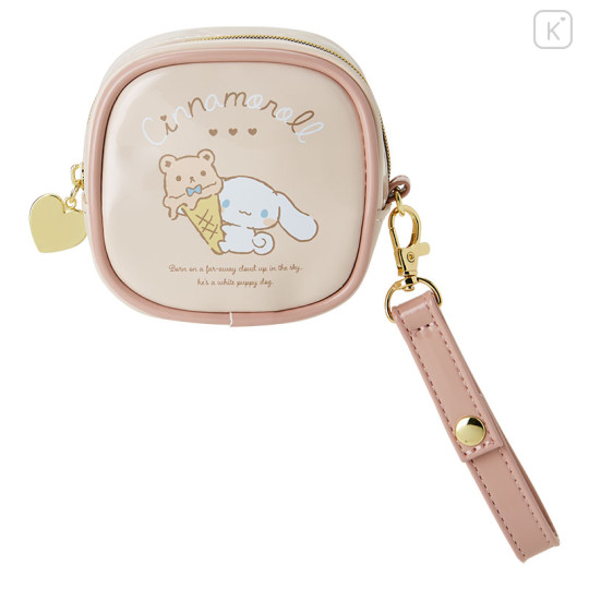 Japan Sanrio Mini Square Pouch - Cinnamoroll / Relaxing Natural Beige - 1