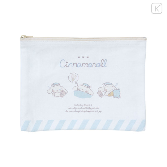 Japan Sanrio Flat Pouch - Cinnamoroll / Relaxing Natural - 1