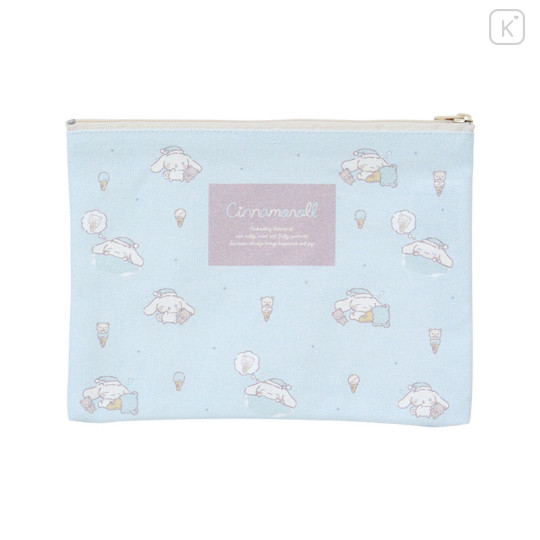 Japan Sanrio Flat Pouch - Cinnamoroll / Relaxing Natural - 2