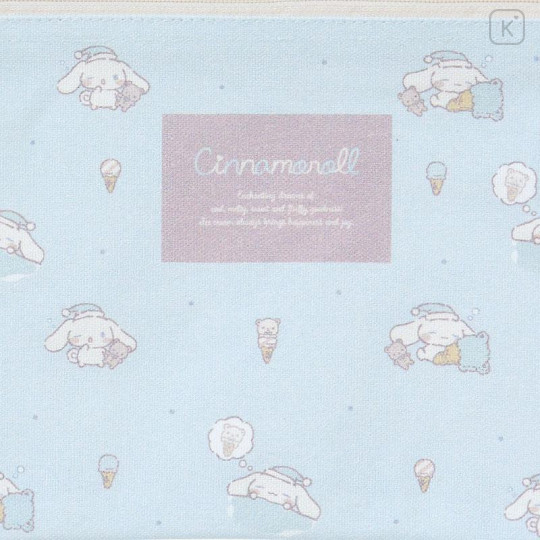 Japan Sanrio Flat Pouch - Cinnamoroll / Relaxing Natural - 4